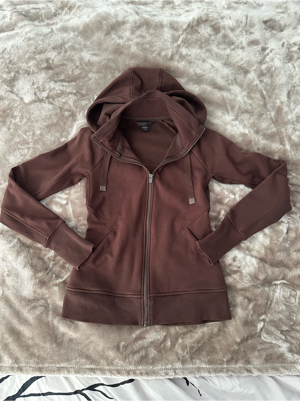 Athleta Brown Women's Zip Hoodie Sweatshirt in XXS